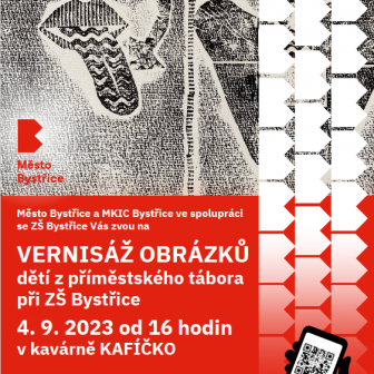 Plakát k výstavě 4. 9. od 16:00 v MKIC Bystřice. 